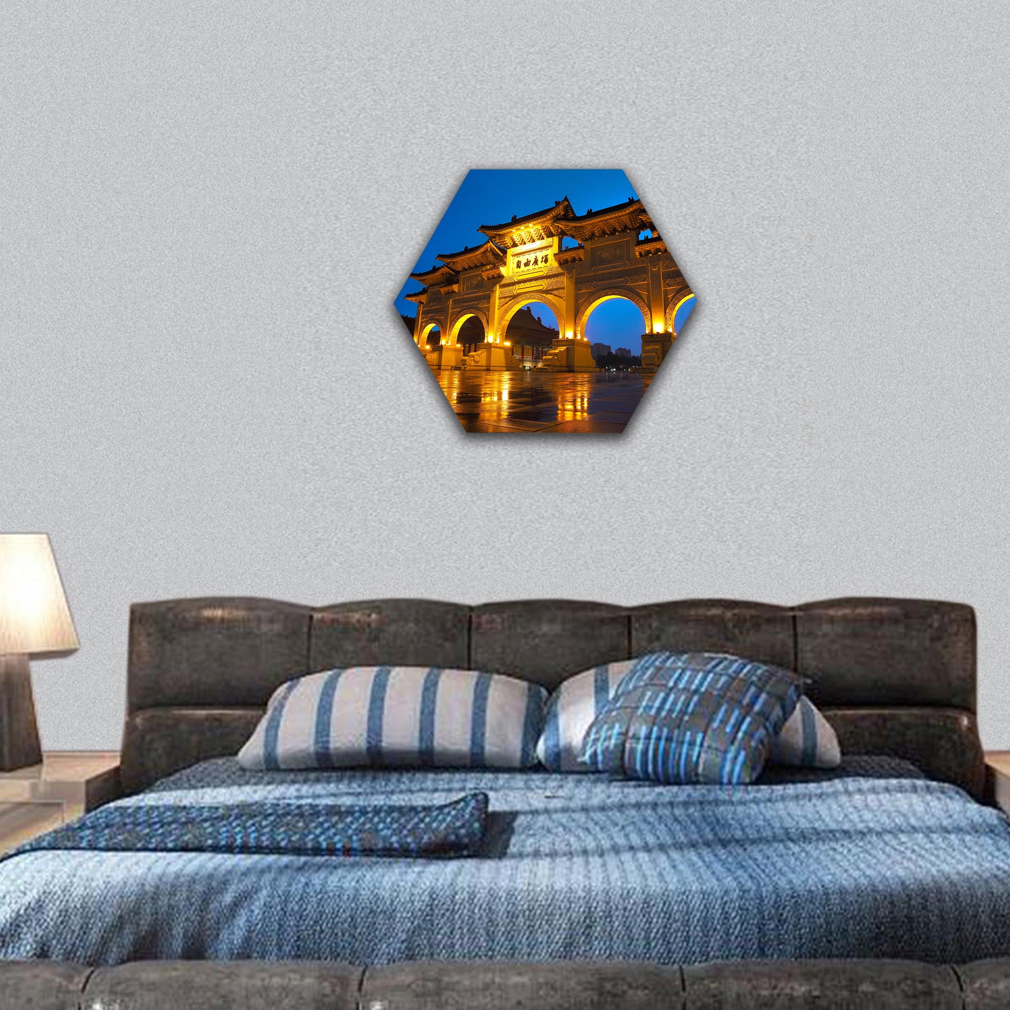 Taipei Chiang Kai Shek memorial hall hexagonal canvas wall art