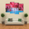 Rainfall On A Forest,Tat Kuang Si Waterfalls At Luang prabang, Laos Multi Panel Canvas Wall Art