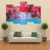 Rainfall On A Forest,Tat Kuang Si Waterfalls At Luang prabang, Laos Multi Panel Canvas Wall Art