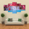 Rainfall On A Forest,Tat Kuang Si Waterfalls At Luang prabang, Laos Multi Panel Canvas Wall Art