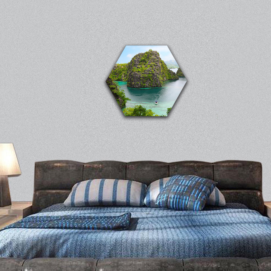 landscape of Coron, Busuanga island, Palawan province, hexagonal canvas wall art