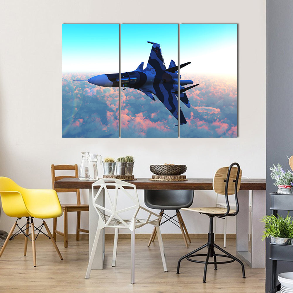 Russian Warplane Flying Multi Panel Canvas Wall Art