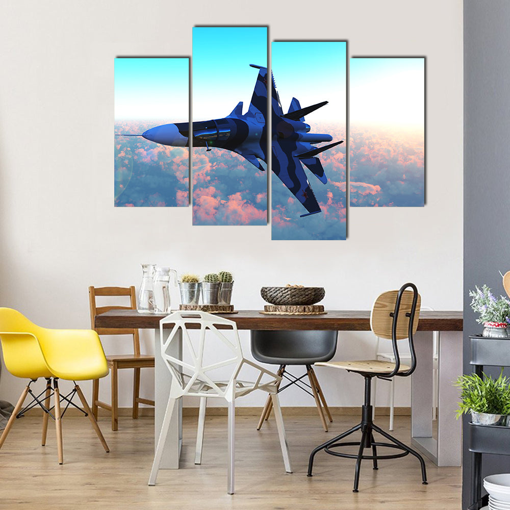 Russian Warplane Flying Multi Panel Canvas Wall Art