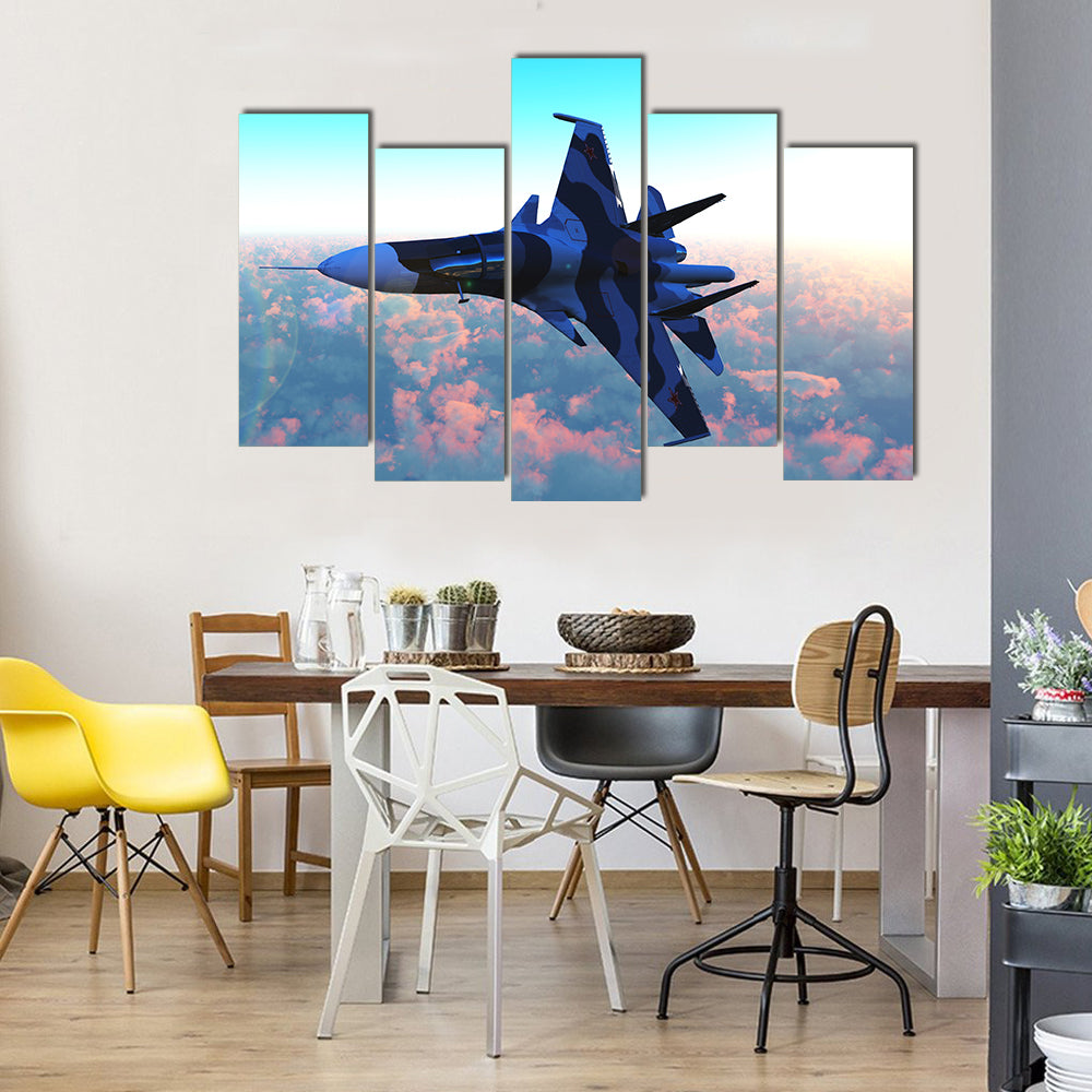 Russian Warplane Flying Multi Panel Canvas Wall Art