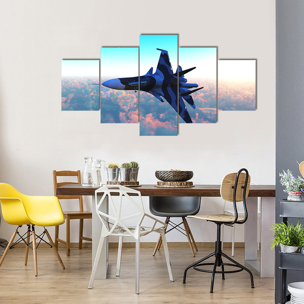 Russian Warplane Flying Multi Panel Canvas Wall Art
