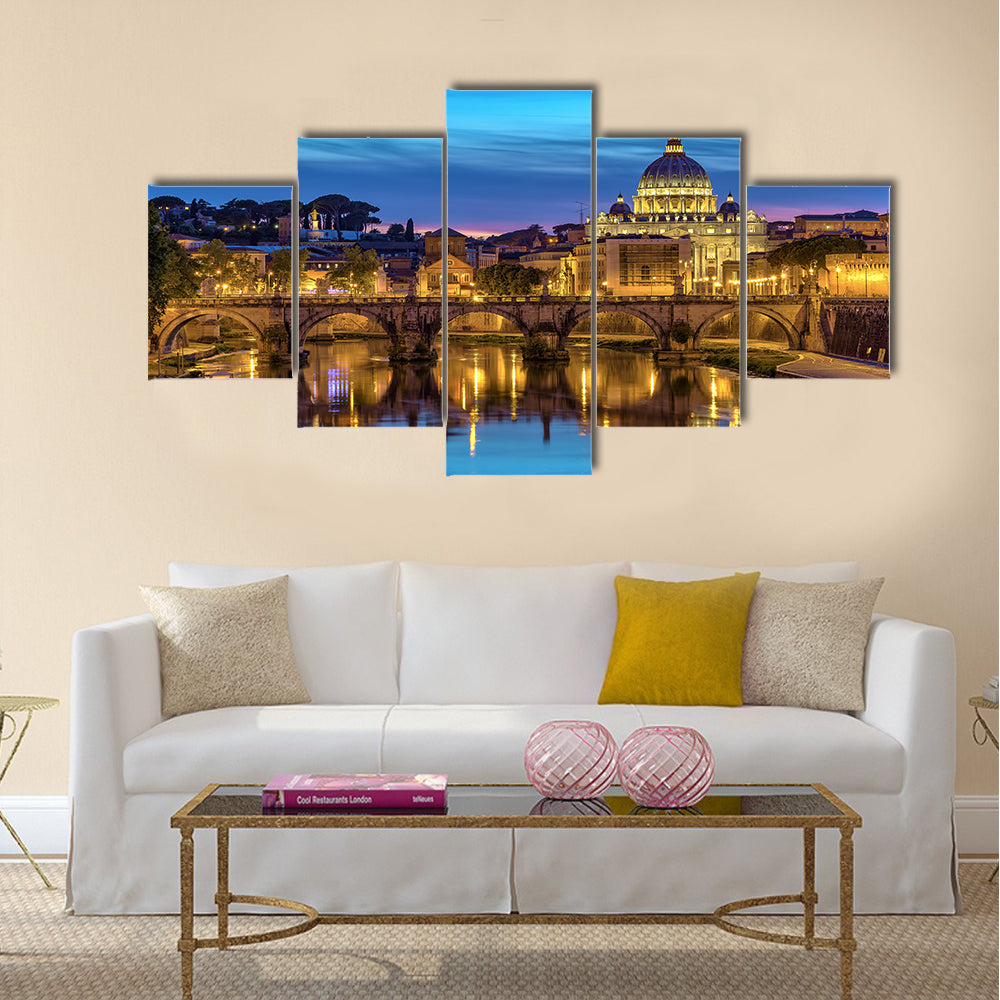Sunset at Rome with Saint Peter's Basilica - Rome - Italy Multi panel canvas wall art