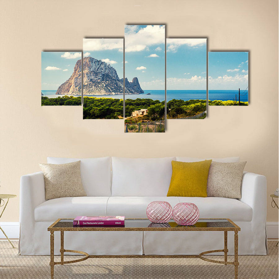 View of the mysterious island of Es Vedra Ibiza, Balearic Islands. Spain Multi Panel Canvas Wall Art