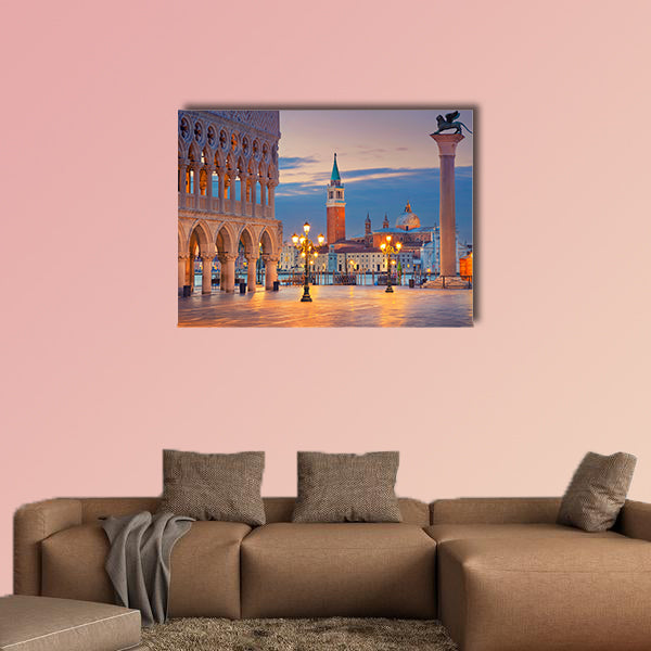 Venice, Image of St. Mark's square in Venice during sunrise multi panel canvas wall art