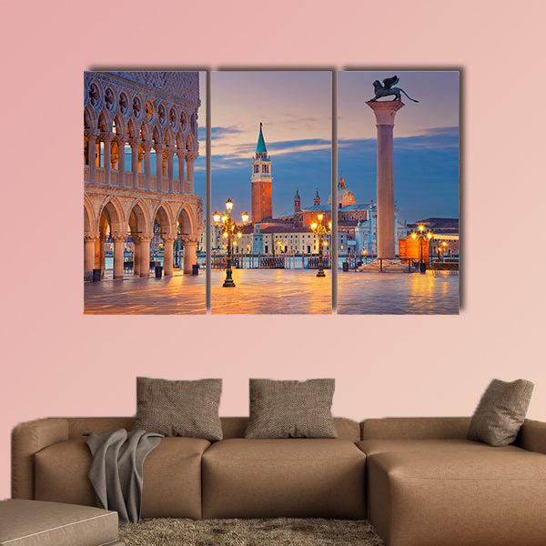 Venice, Image of St. Mark's square in Venice during sunrise multi panel canvas wall art