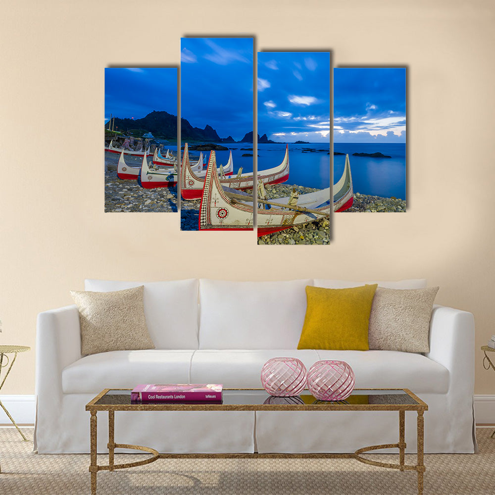 Beautiful carving boat at Orchid Island, Taitung, Taiwan Multi panel canvas wall art