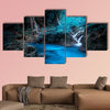 Mystery night at the deep tropical rain forest with flowing cascade waterfall multi panel canvas wall art