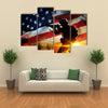 Silhouette Of A Soldier At Sunset Multi Panel Canvas Wall Art