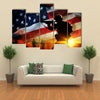 Silhouette Of A Soldier At Sunset Multi Panel Canvas Wall Art