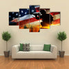 Silhouette Of A Soldier At Sunset Multi Panel Canvas Wall Art