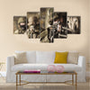 Woman with a rifle in the military Multi Panel Canvas Wall Art