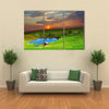 Tea plantation on central highland in Vietnam Multi panel canvas wall art