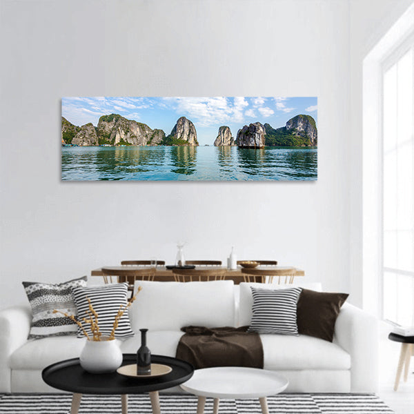 Beautiful scenery at Halong Bay, North Vietnam Panoramic Canvas Wall Art