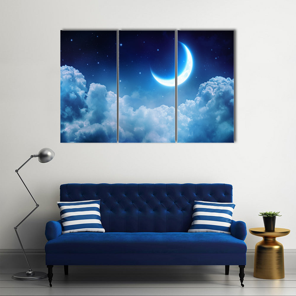 Romantic Full Moon Scenery Multi Panel Canvas Wall Art