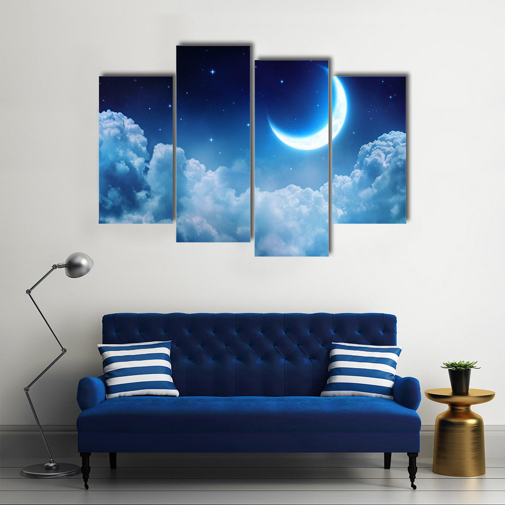 Romantic Full Moon Scenery Multi Panel Canvas Wall Art