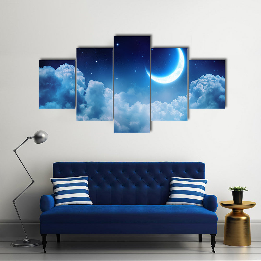 Romantic Full Moon Scenery Multi Panel Canvas Wall Art