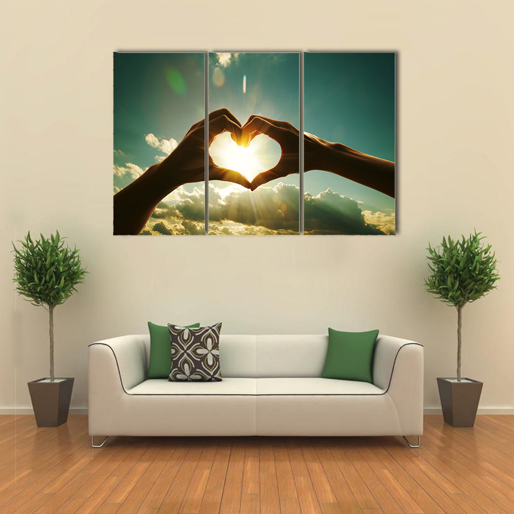hands in shape of love heart multi panel canvas wall art