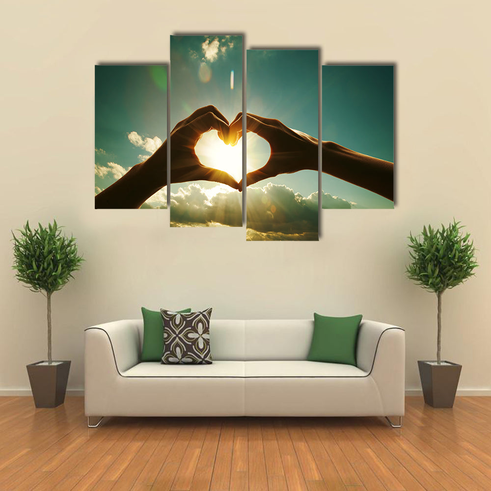 hands in shape of love heart multi panel canvas wall art