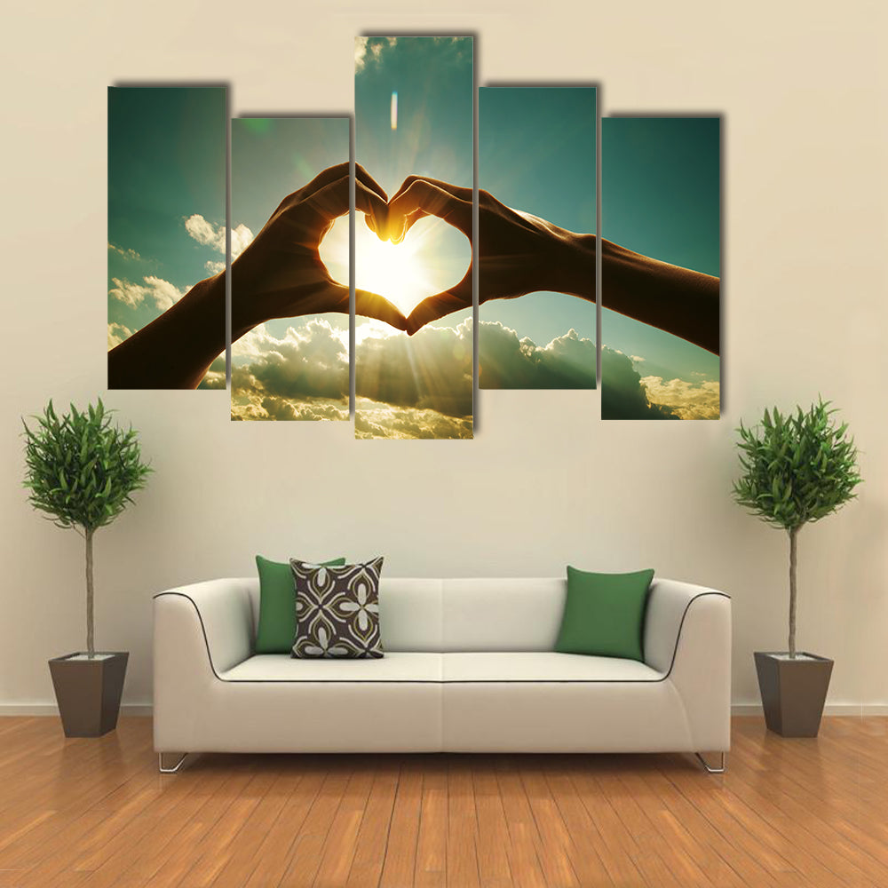 hands in shape of love heart multi panel canvas wall art