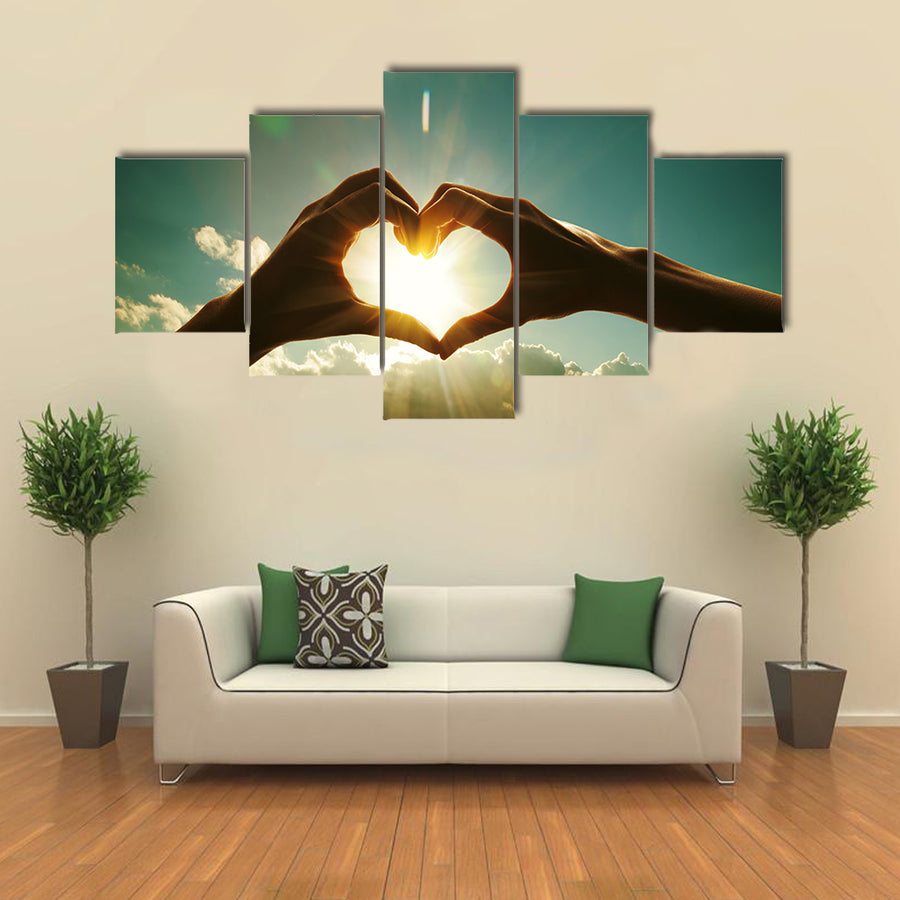 hands in shape of love heart multi panel canvas wall art