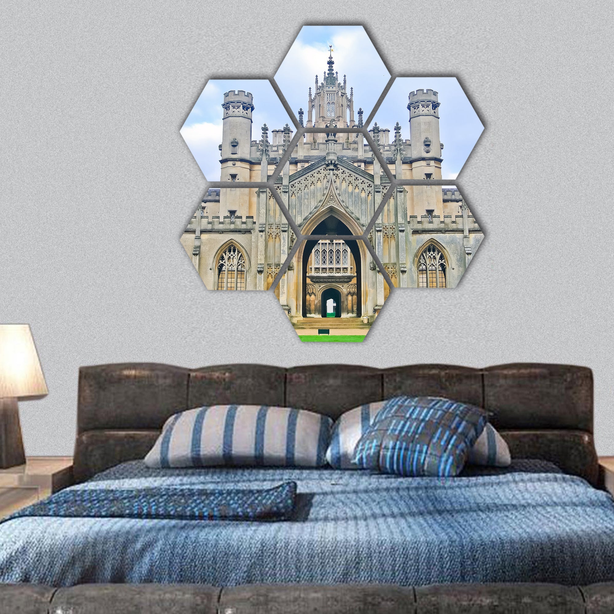 St John's College, University of Cambridge in Cambridge, hexagonal canvas wall art