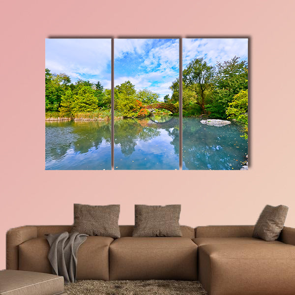 The view of Central Park in New York City in autumn multi panel canvas wall art