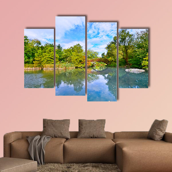 The view of Central Park in New York City in autumn multi panel canvas wall art