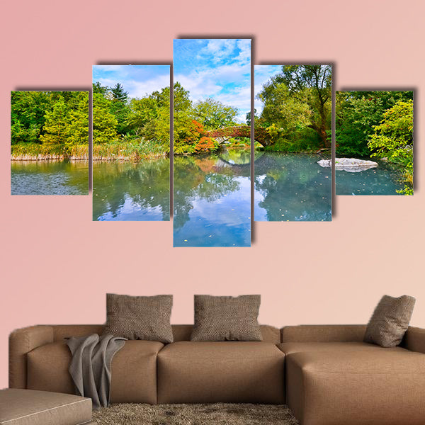 The view of Central Park in New York City in autumn multi panel canvas wall art