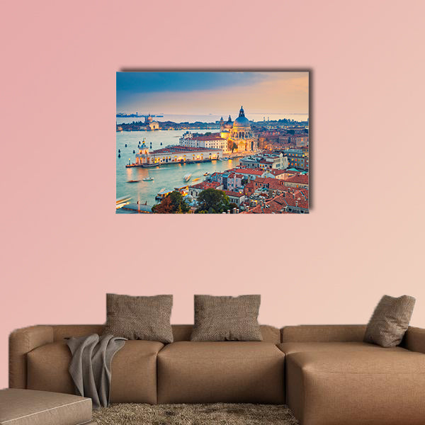 Aerial view of the Venice with Basilica di Santa Maria della Salute multi panel canvas wall art