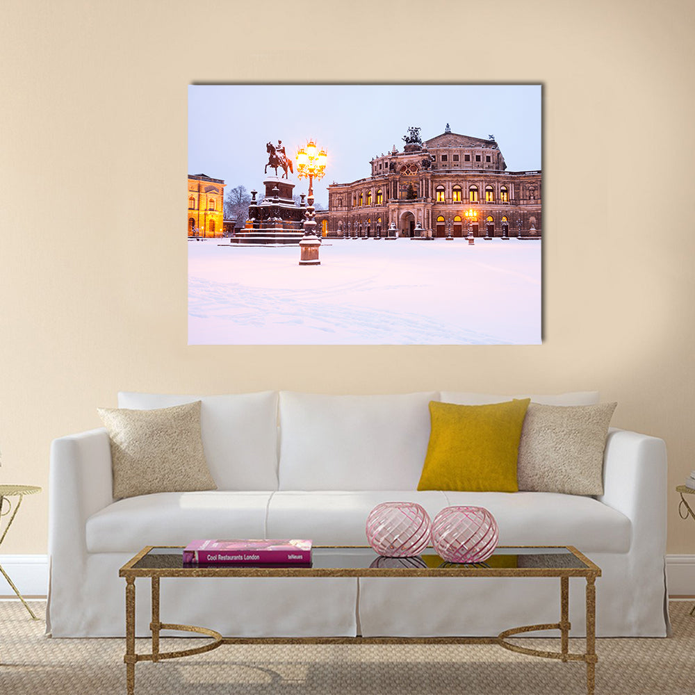 Semperoper in the winter time Multi panel canvas wall art