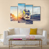 Modern high speed train on a clear day with motion blur Multi panel canvas wall art