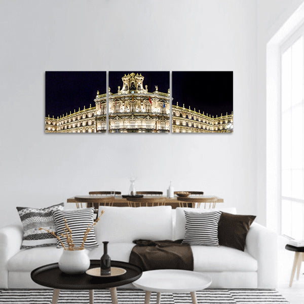 Famous Plaza Mayor at night panoramic canvas wall art