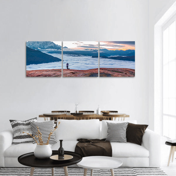 Morning in Caucasus mountains. Upper Svaneti, Georgia, Panoramic Canvas Wall Art