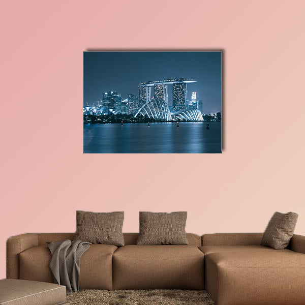 Singapore skyscraper in marina bay at night multi panel canvas wall art