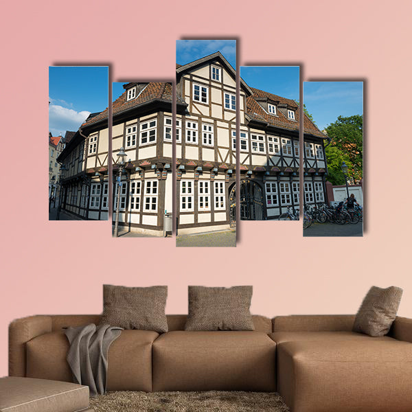 Old timbered house in Braunschweig, Germany multi panel canvas wall art