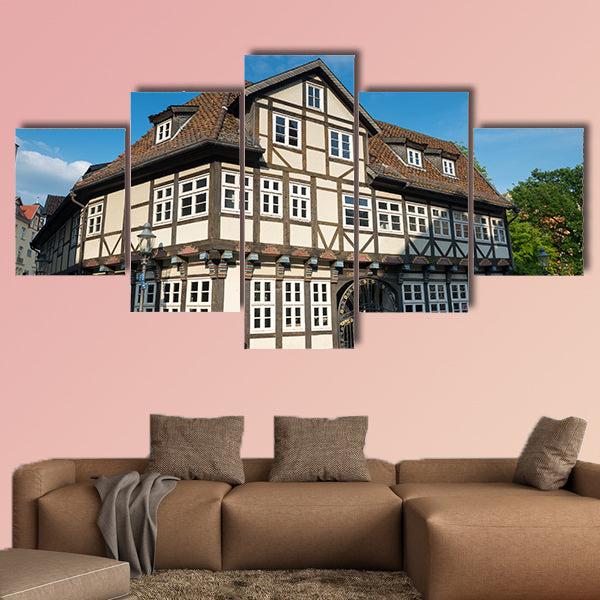 Old timbered house in Braunschweig, Germany multi panel canvas wall art