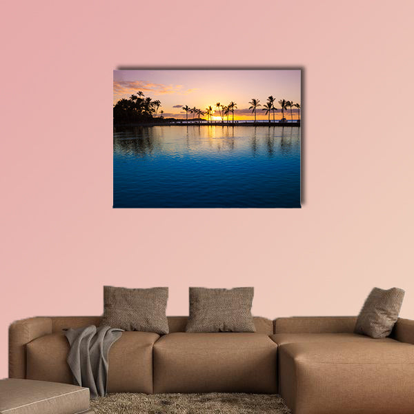 Beautiful sunset on Hawaiian beach, Big Island Multi panel canvas wall art