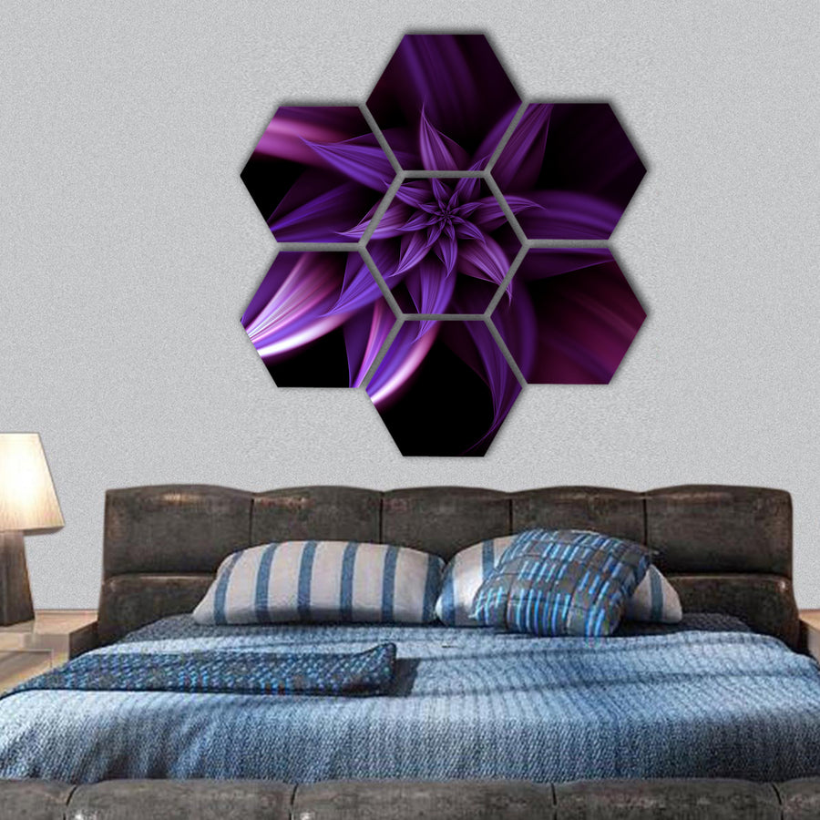 Abstract illustration of elegant fantasy flower hexagonal canvas wall art