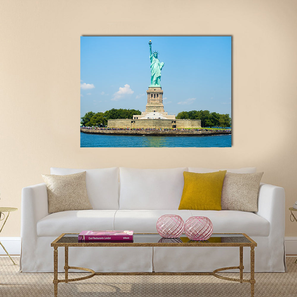 On a beautiful summer day, the sign of freedom in New York Multi Panel Canvas Wall Art