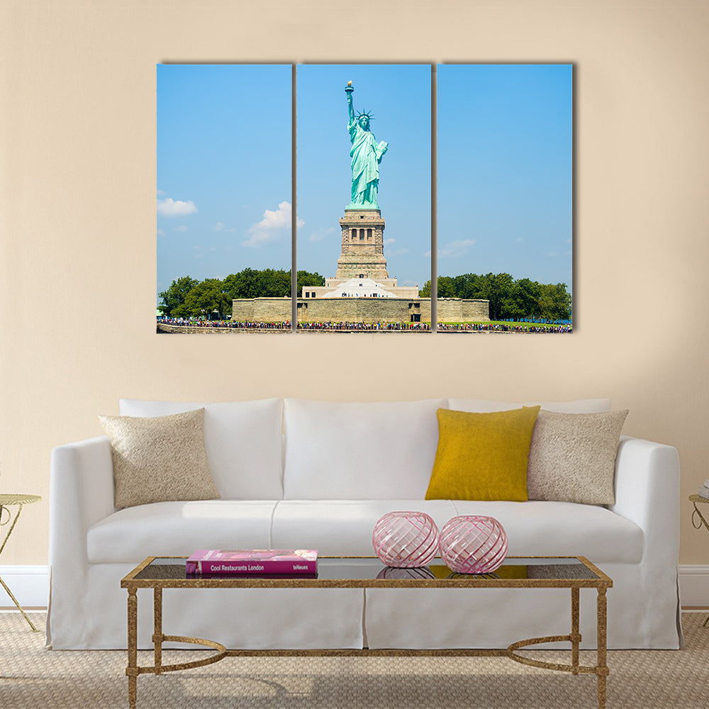 On a beautiful summer day, the sign of freedom in New York Multi Panel Canvas Wall Art