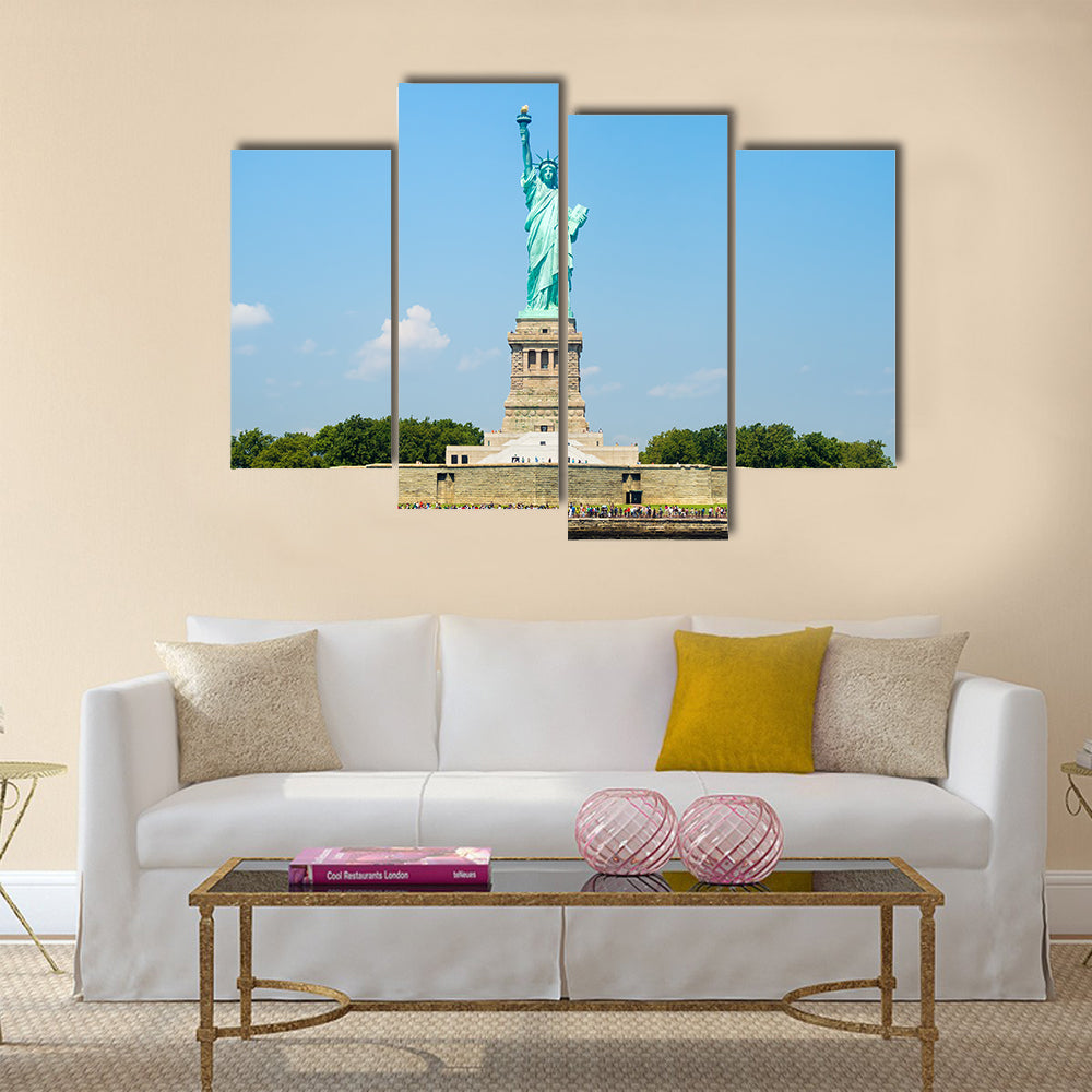 On a beautiful summer day, the sign of freedom in New York Multi Panel Canvas Wall Art