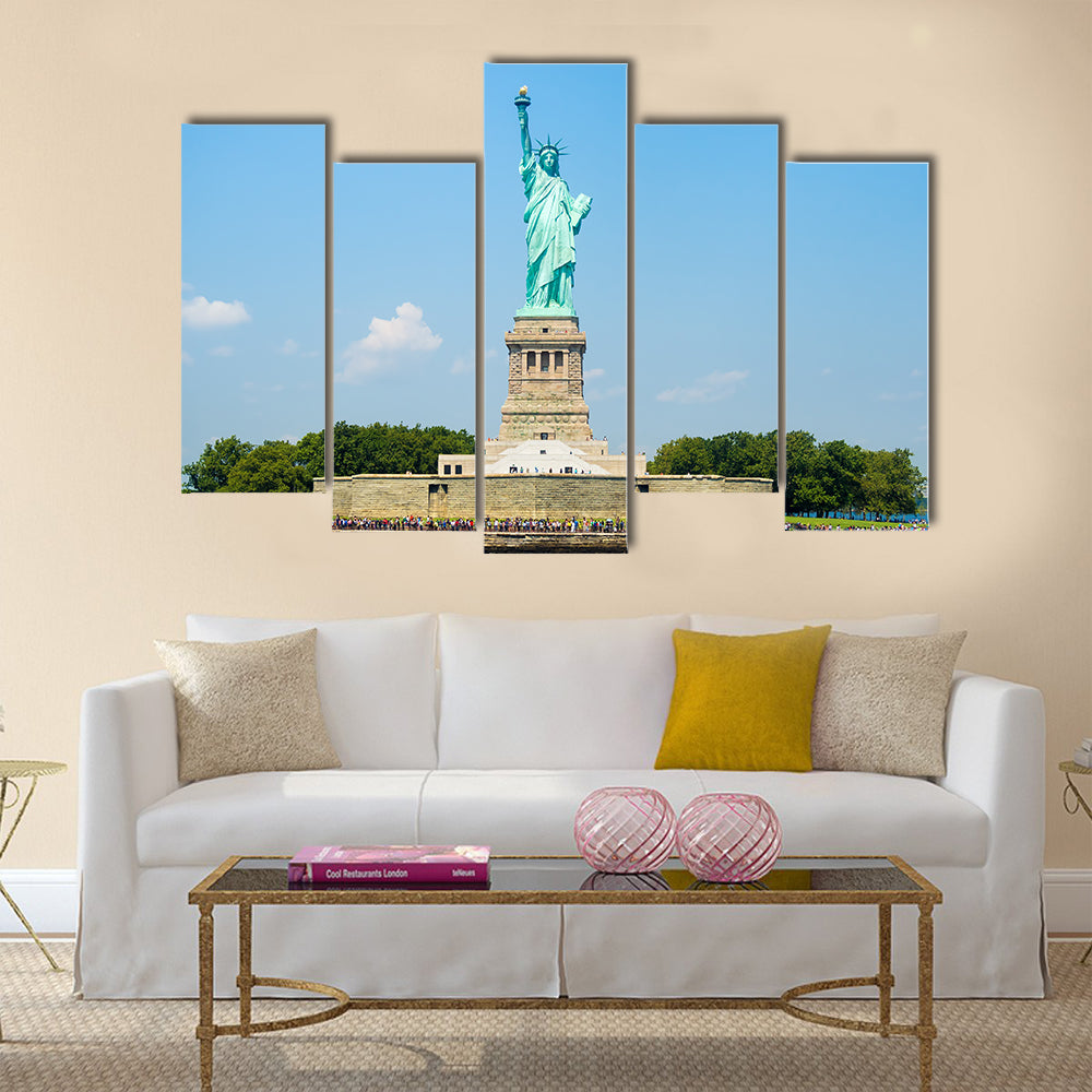 On a beautiful summer day, the sign of freedom in New York Multi Panel Canvas Wall Art