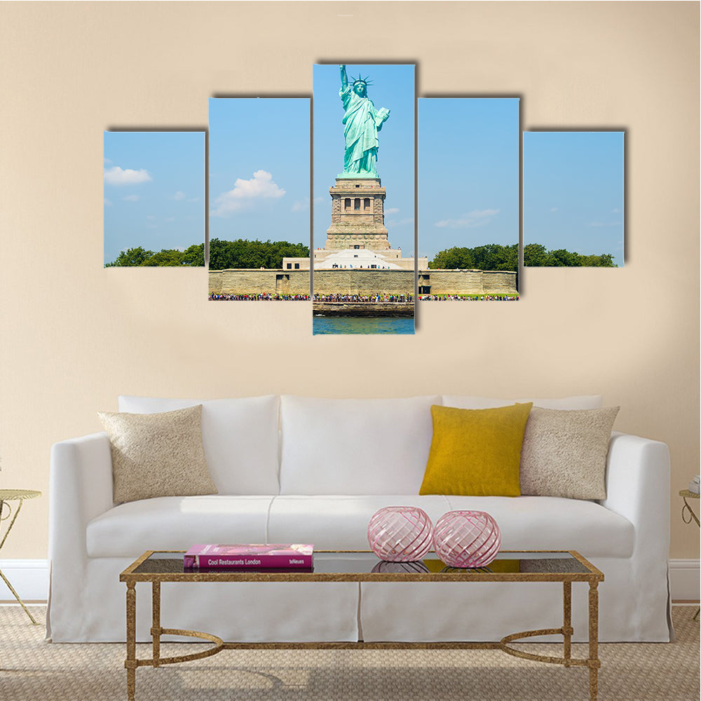 On a beautiful summer day, the sign of freedom in New York Multi Panel Canvas Wall Art