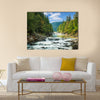 Mountain river with waterfall Multi Panel Canvas Wall Art