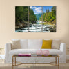 Mountain river with waterfall Multi Panel Canvas Wall Art