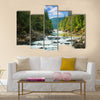 Mountain river with waterfall Multi Panel Canvas Wall Art